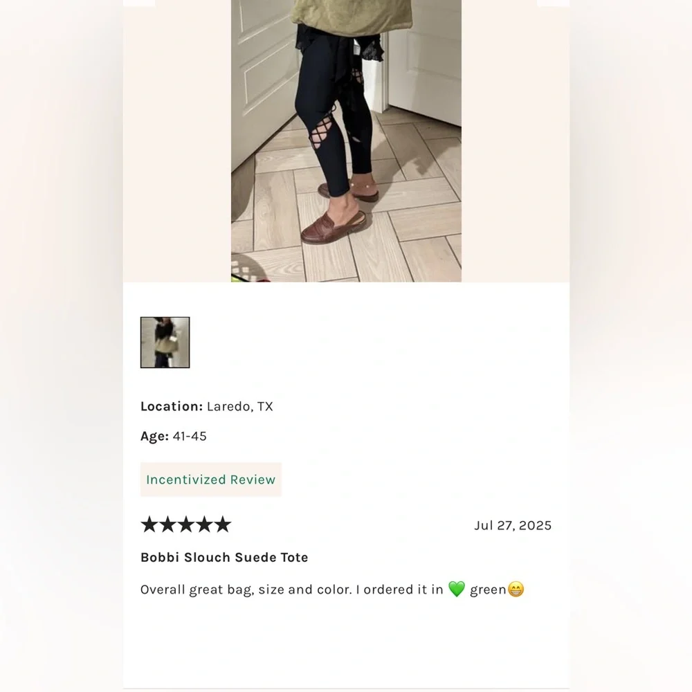 NWT FREE PEOPLE Bobbi Slouch Suede Tote | Sand MSRP $98 - Picture 11 of 11